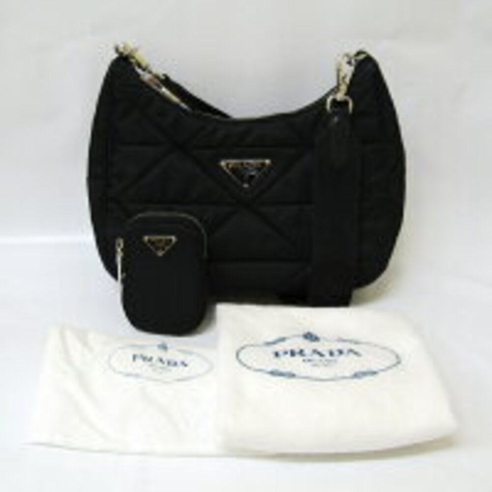 Prada Padded Quilted Shoulder Bag Black